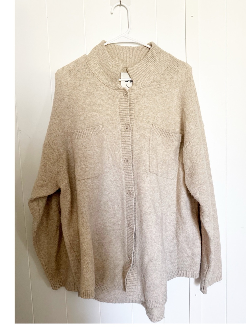 Aerie unReal button cardigan sweater laying piece heather fawn size small - Picture 3 of 6